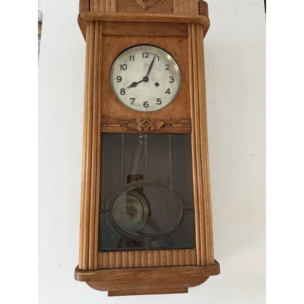 ✿ German HAC Wall Clock 1926 Wooden Chiming Clock Rack & Snail 8-Day